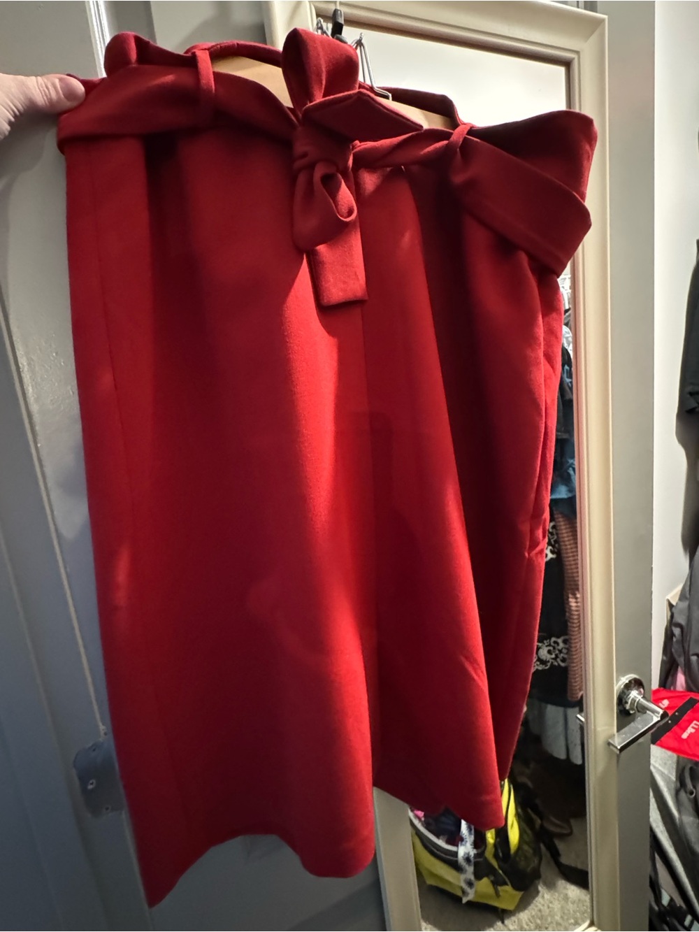 Banana Republic Red Paperbag Tie-Waist A-Line Skirt